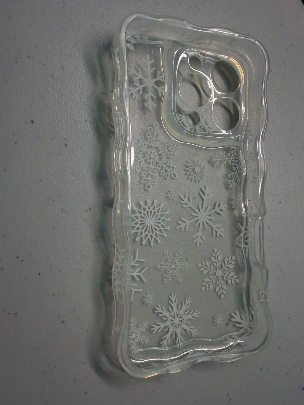 Clear Snowflake Pattern Phone Case 16 Pro - White